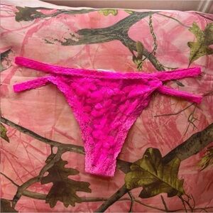 victoria's secret pink sexy panties women's hot pink lace thong flower g string
